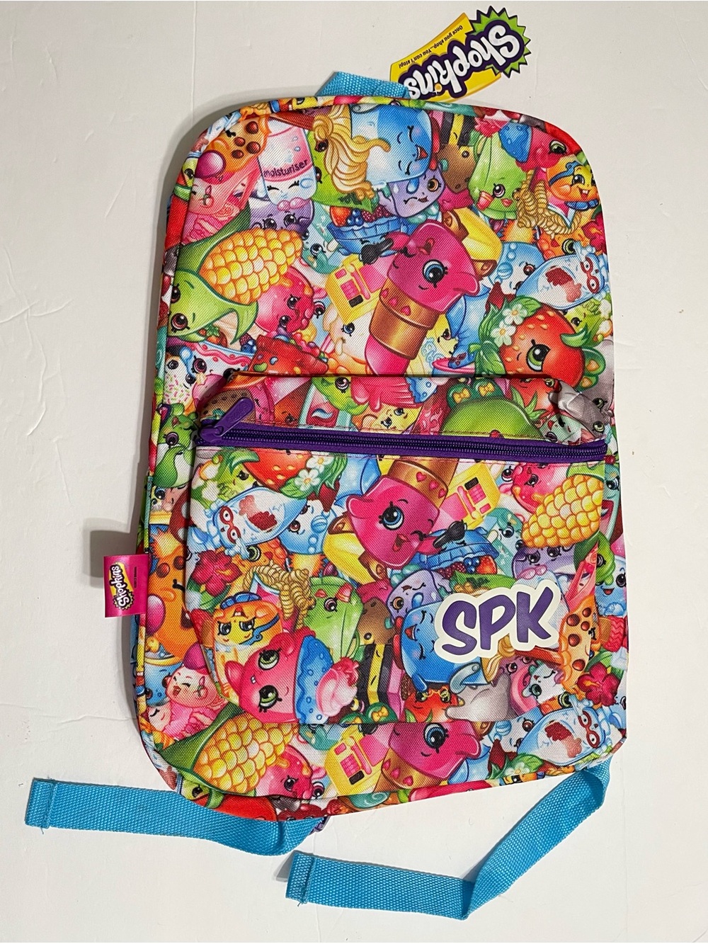 Shopkins Girls Large Backpack Pink Multicolor Polyester Zip Pockets ,16” New